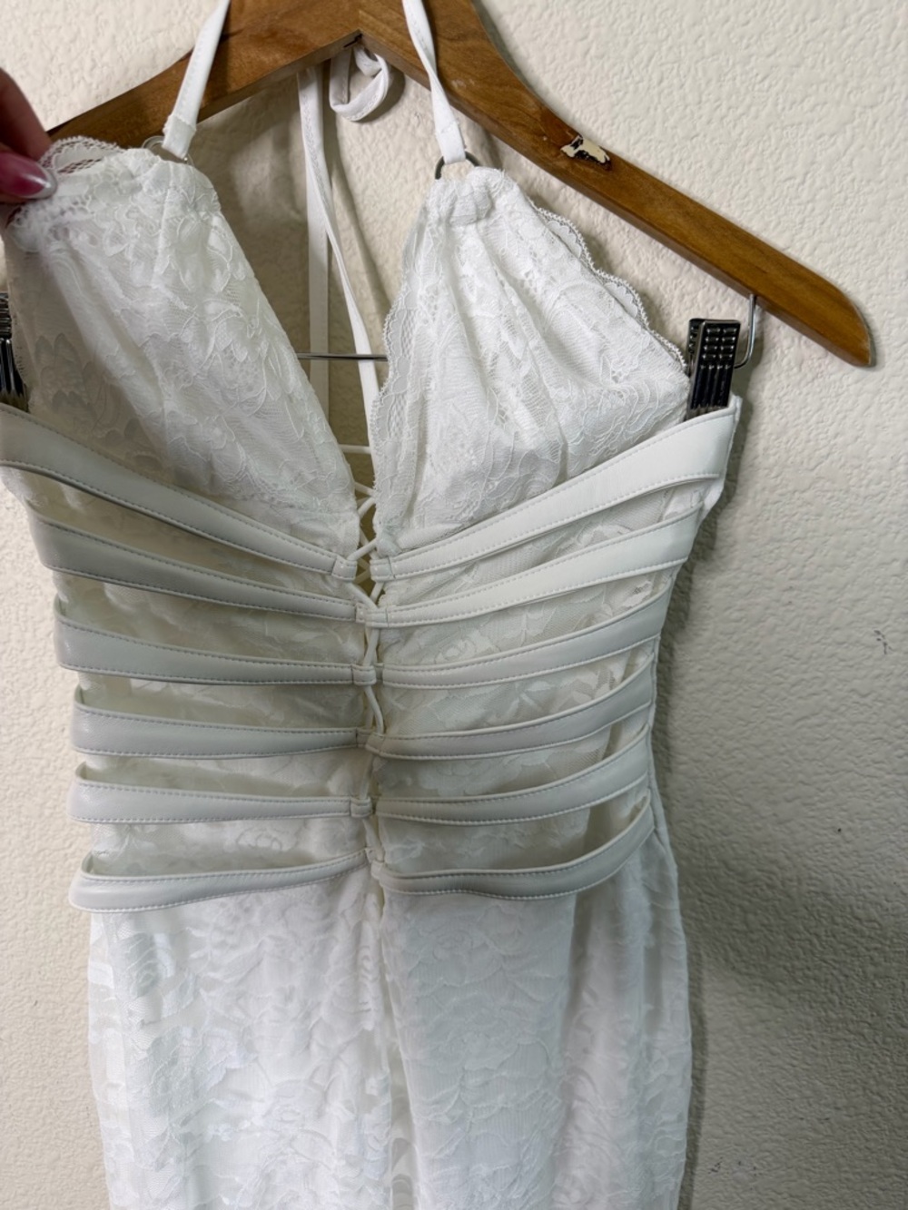 NWT Outcast Lux Maxi Dress White Lace Up Corset Women’s Size L - Picture 6 of 10